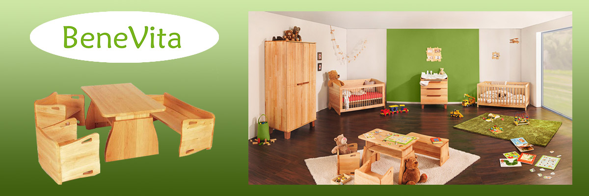 Kinderbett, Schrank und Wickelkommode aus massiver Erle von Benevita Kinderbett, Schrank und Wickelkommode aus massiver Erle von Benevita