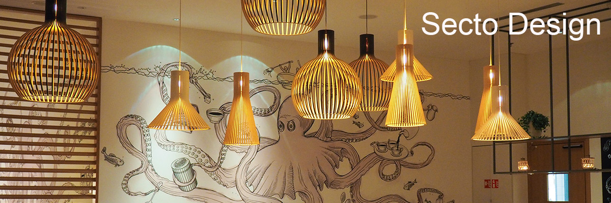 Skandinavische handgefertigte Designer Wandlampen, Hängelampen und Stehlampen aus Birkenleisten von Secto Design Skandinavische handgefertigte Designer Wandlampen, Hängelampen und Stehlampen aus Birkenleisten von Secto Design