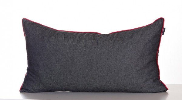 Manis-h Rückenkissen Denim, anthrazit/ Zierkante pink 