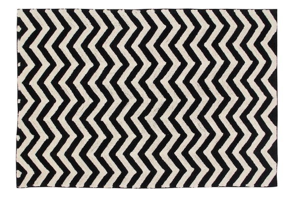 Lorena Black & White Zig-Zag Teppich in 140x200 cm