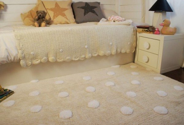 Lorena Topos Crema-Blanco (Teppich Punkte, creme)