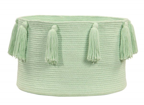 Lorena Tassels Basket soft mint