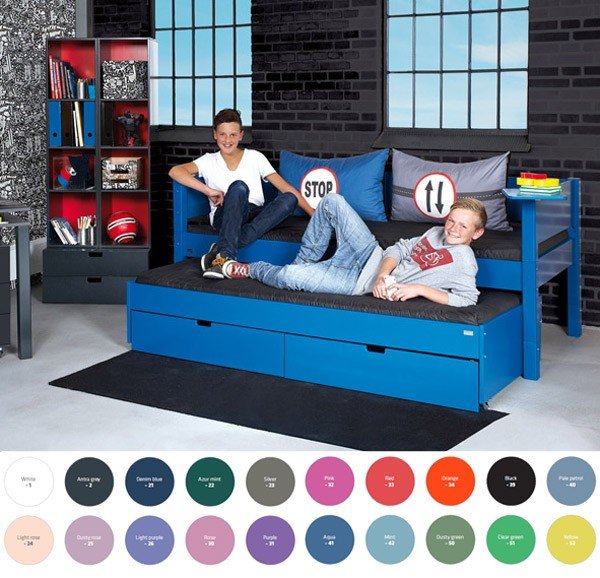 Manis-h Bettkombination Luna, Liege mit Ausziehbett und Bettkästen