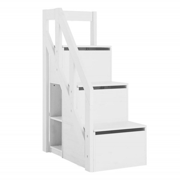 Treppe mit Geländer für halbhohe Betten, weiß (H 128cm)
