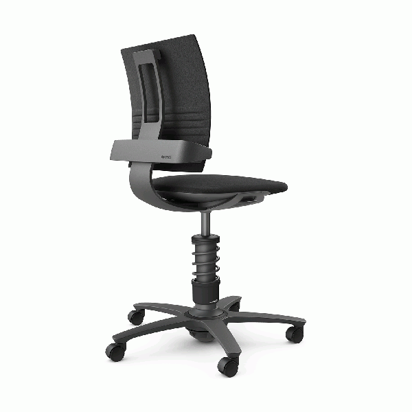 3Dee mit Basis in Aluminium schwarz, poliertem Fußkreuz und Trevira CS Step Bezug in schwarz