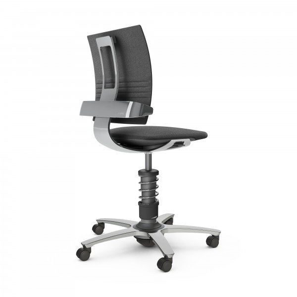 3Dee mit Basis in Aluminium poliert und Trevira CS Step Bezug in grau