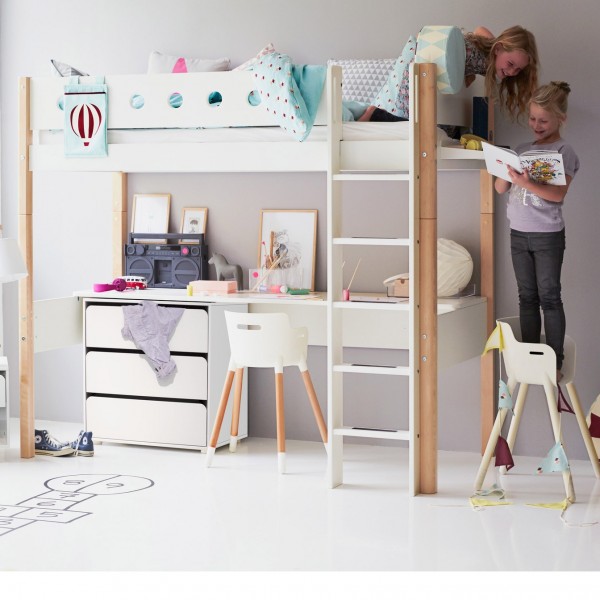 Flexa Hochbett In Weiss Pfosten In Natur Wallenfels Onlineshop