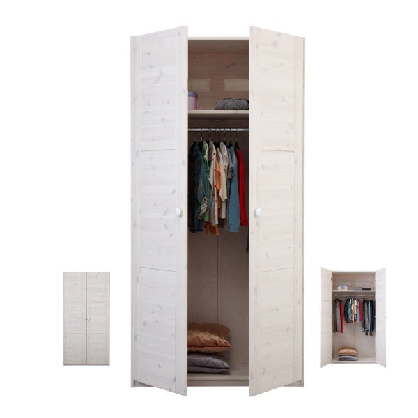 Lifetime Kleiderschrank aus dem Endlossystem. Hier in uni whitewash (Korpus und Türen).