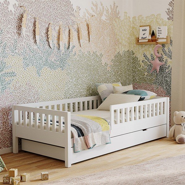 Einzelbett Lilly in Weiß mit Flachsprossen (90 x 200cm)