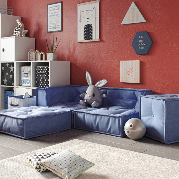 Kindersofa-Kombination C blau, 4-teilig