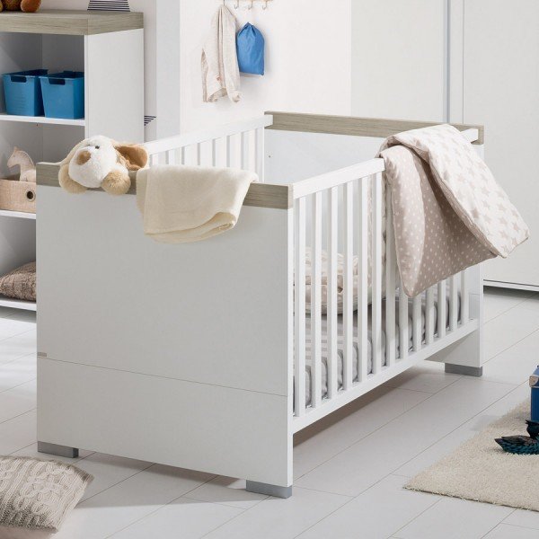 Paidi Kira Babybett in Kreideweiß/Eiche-Nautik-Nachbildung