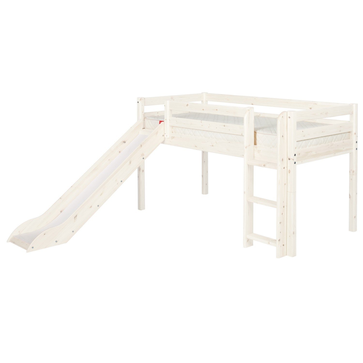 Classic Halbhohes Bett Mit Rutsche Und Gerader Leiter In Whitewash Wallenfels Onlineshop Flexa halbhohes bett classic mit rutsche und schrägleiter. classic halbhohes bett mit rutsche und gerader leiter in whitewash 90 x 200 cm