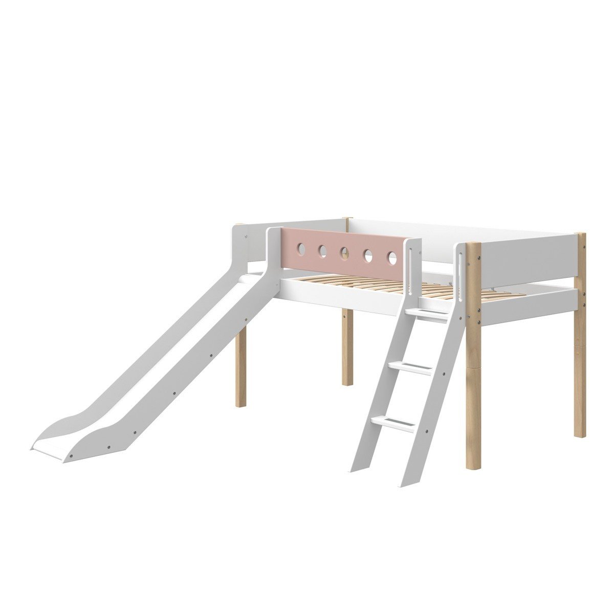 Flexa Halbhohes Bett Mit Rutsche Weiss Lightrose Pfosten In Natur Wallenfels Onlineshop Ein traum für alle kinder! wallenfels com