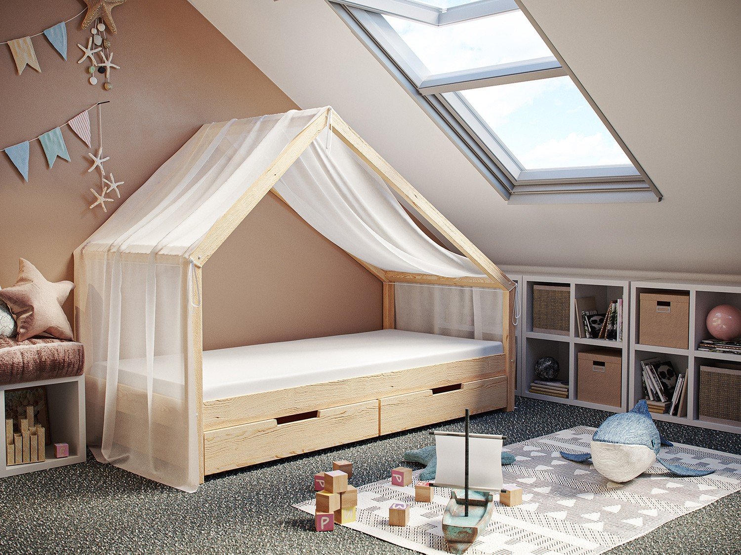 Stoffdach Milo Transparent für Hausbett Milo in 120 x 200cm