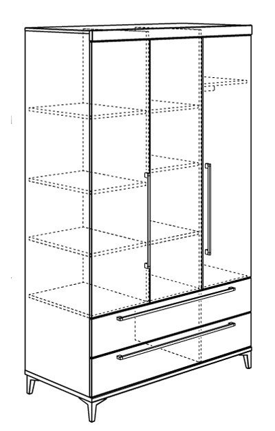 Paidi Remo Kleiderschrank 3-türig mit 2 Schubladen im ...