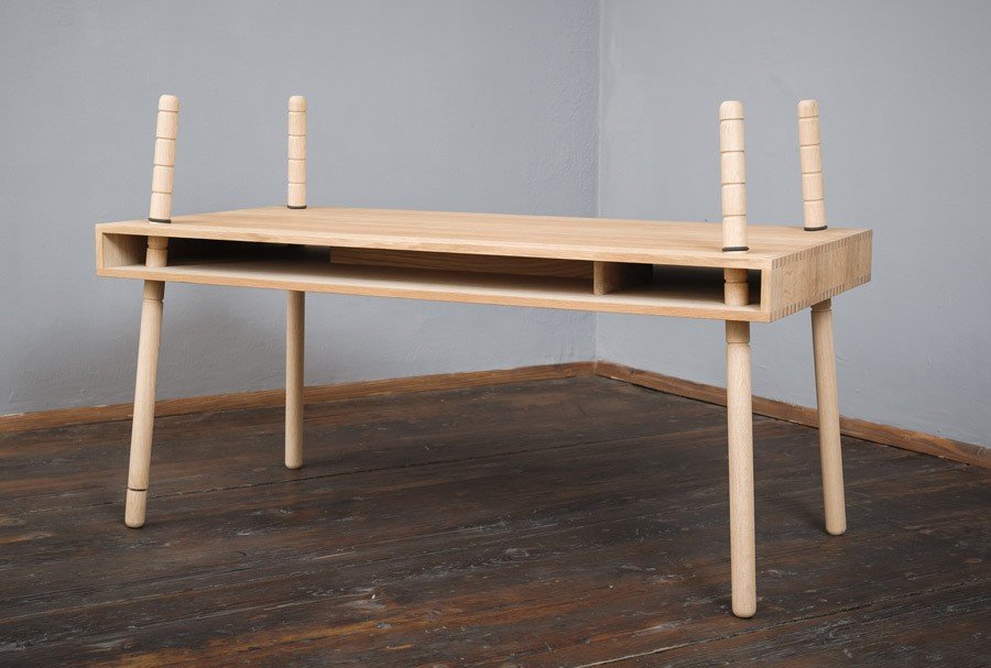 Perludi Caspar Schreibtisch Aus Massiver Eiche Hohenverstellbar