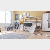 Kinderzimmer Set 5-teilig Cory mit Hausbett 90 x 160 cm
