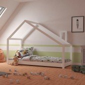 Hausbett Milo in weiß 90 x 200 cm, mit asymmetrischem Giebel 