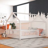 Hausbett Lilly in weiß 140 x 200cm mit Flachsprossen