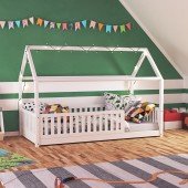 Hausbett Lilly in weiß mit Flachsprossen (90 x 200cm)