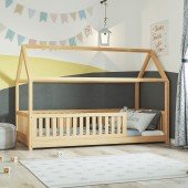 Hausbett Lilly in natur mit Flachsprossen (90 x 200cm)
