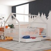 Hausbett Lilly in weiß mit Flachsprossen (120 x 200cm)