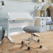 Drehhocker Melly - Bezug Canvas Grau / Gestell Silber