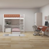 White Casa Hochbett inkl. Sofabett und Schreibtisch, weiß/ Rotviolett (90 x 190cm)