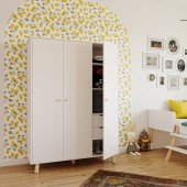 Kleiderschrank 3T Lina, weiß / Kiefer