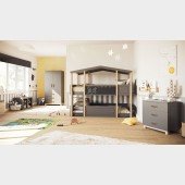 Kinderzimmer Set 4-teilig Cory mit Etagenbett, Anthrazit