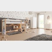Kinderzimmer Set 5-teilig mit Hochbett Finn / Tipi weiß (Ohne Bullaugenpanele)