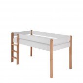 Infanscolor Halbhohes Bett mit Buchepfosten/ weiß, 90 x 200 cm