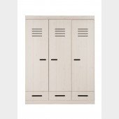 Kleiderschrank im Spinddesign, 3-türig mit 3 Schubladen, weiß