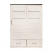 Schiebetüren-Kleiderschrank mit Schubladen, B 145 cm, weiß 