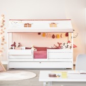 4 in 1 Bett mit Stoffdach Funland inkl. Girlande (1 Bett = 4 Aufbauvarianten) 