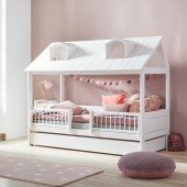 Beachhouse Hausbett weiß, Deluxe-Rost (90 x 200cm)