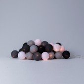 LED-Lichterkette 8184 mit Baumwollbällen Grau (USB + Strom)