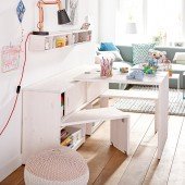 Regalmodul Play & Store: Regal / Schreibtisch / Bank in einem Möbel