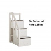 Treppe mit Geländer für halbhohe Betten, whitewash (H 128cm)