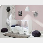Moon Kombination Babybett mit Bettkasten und Rausfallschutz in weiß, MDF