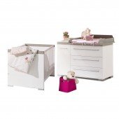 Kira Starterset Babymöbel - Wickelkommode breit & Babybett in 2 Farben