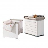 Kira Starterset Babymöbel - Wickelkommode schmal & Babybett in 2 Farben