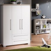 Kira Kleiderschrank 3-türig/2 Schubladen in 2 Farben
