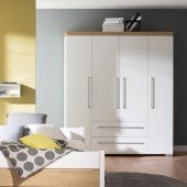 Kira Kleiderschrank 4-türig/2 Schubladen in 2 Farben