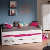 Kira Kojenbett mit Unterschiebebett und Wandschutzseite (Breite 90cm, Farbe wählbar)