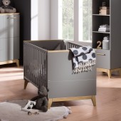 Sten Babybett (schiefergrau/Eiche massiv)