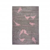 Teppich Paloma grau / rosa 120 x 160 cm (Vogelmotiv)