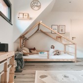Hausbett Milo in Kiefer natur 120 x 200 cm, mit asymmetrischem Giebel 