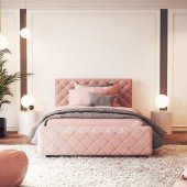 Polsterbett Viana in Velour Flamingo, 120 x 200 cm
