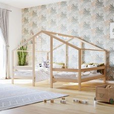 Hausbett für 2 Kinder Karla in Kiefer natur (90 x 200cm)